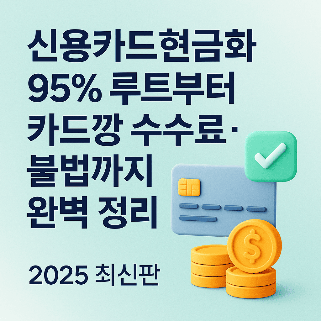 신용카드현금화 95 루트부터 카드깡 수수료·불법까지 완벽 정리 (2025 최신판)